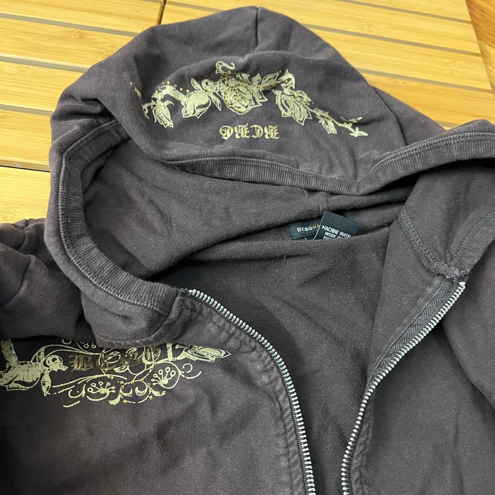 BCBGMaxAzria dark brown zip up hoodie Jacket M - Picture 4 of 6